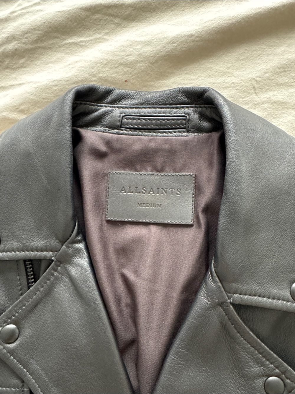All Saints Black Leather Biker Jacket - Picture 2 of 5